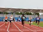 545 Shaunna Thompson (Sale Harriers) beats 532 Laura Robson (Wakefield), under-20 womens 100 metres, Northern Championships, Sport City, Manchester